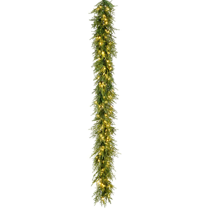 9' Willow Pine Artificial Garland, LED Pre-Lit (Twinkle) -Green (Pack of 2) - YZWPCG-9LHT