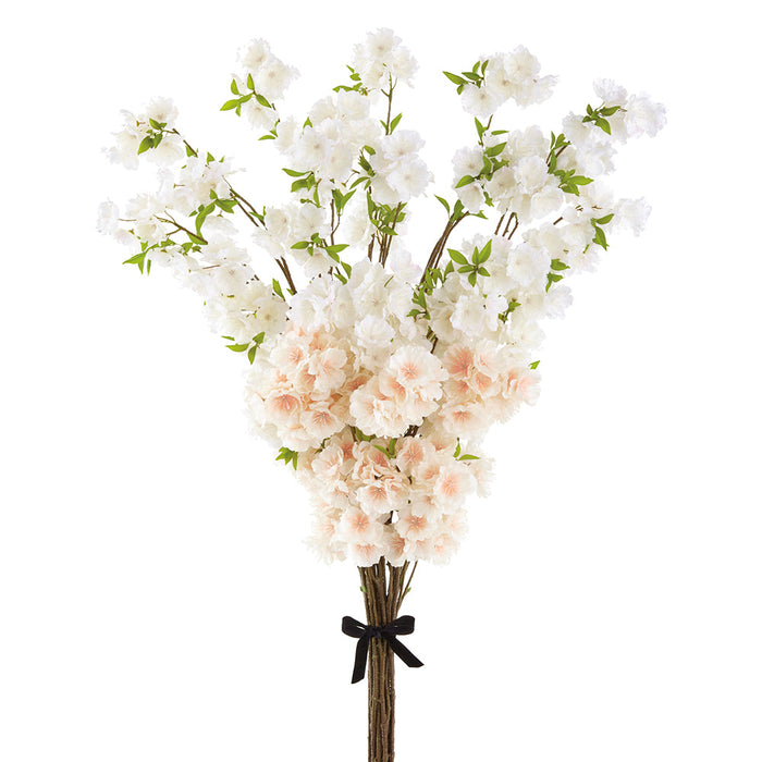 45" Peach Blossom Silk Flower Stem Bundle -White/Peach (pack of 2) - ZBB685-WH/PE
