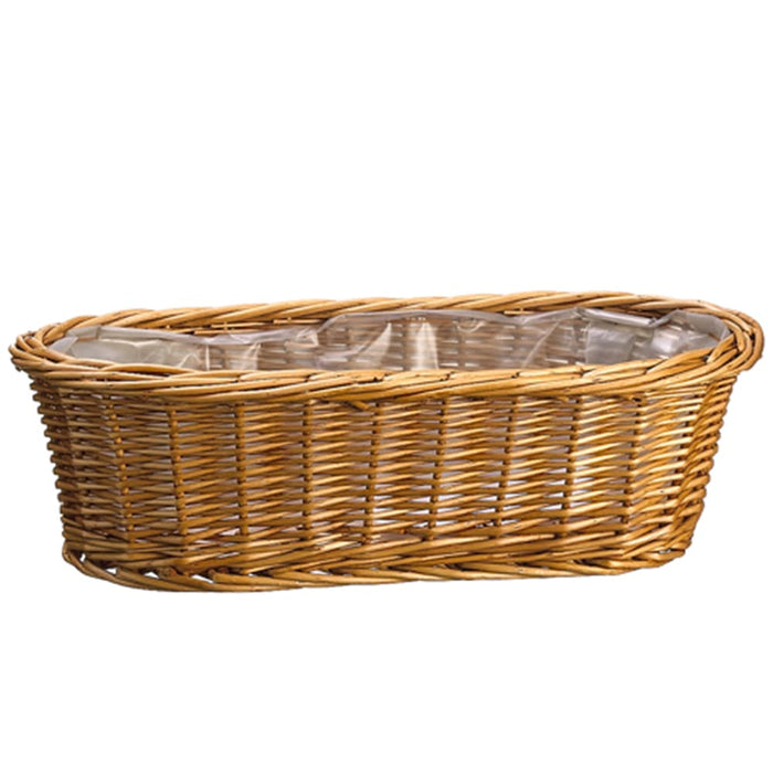 3.5"Hx12"W Willow Basket w/Liner -Beige (Pack of 10) - ZBK011-BE