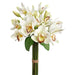 13" Hand-Wrapped Cymbidium Orchid Silk Flower Bouquet -White/Green (Pack of 2) - ZBQ776-WH/GR