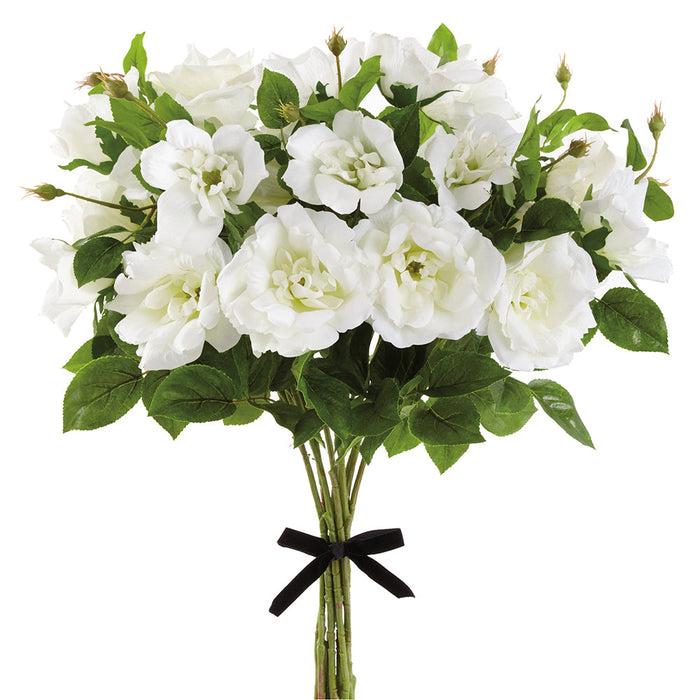 32" Wild Rose Silk Flower Stem Bundle -White (pack of 2) - ZBR621-WH
