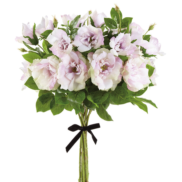 32" Wild Rose Silk Flower Stem Bundle -Amethyst/Cream (pack of 2) - ZBR622-AY/CR
