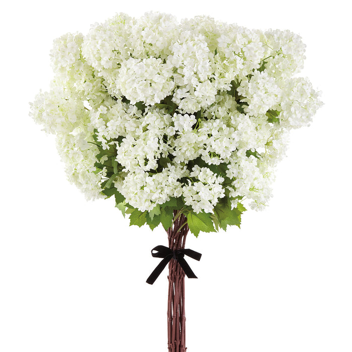 34" Snowball Silk Flower Stem Bundle -White (Pack of 2) - ZBS623-WH