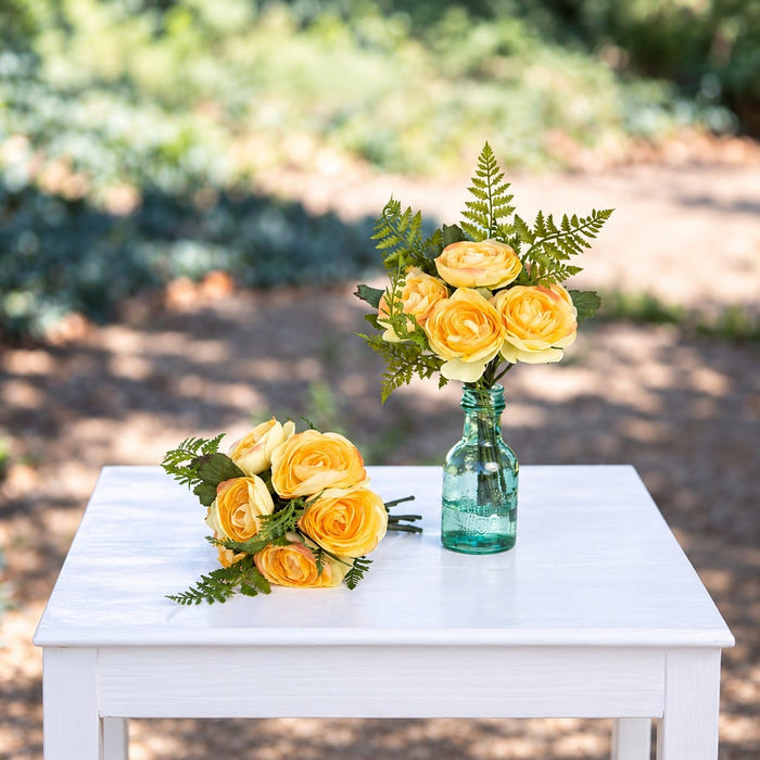 14" Silk Ranunculus Flower Bouquet -Yellow (Pack of 6) - ZGB915-YE