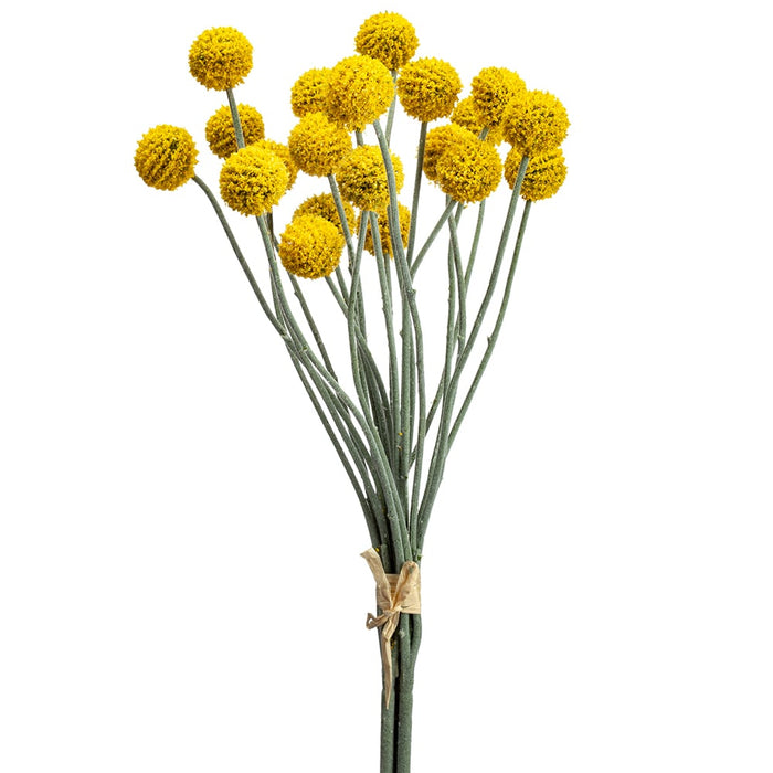 18" Billy Ball Silk Flower Stem Bundle -Yellow (pack of 4) - ZGB929-YE