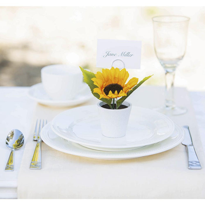 5.25" Sunflower Silk Flower Arrangement w/Paper Pot & Card Holder -Yellow (Pack of 6) - ZGB953-YE