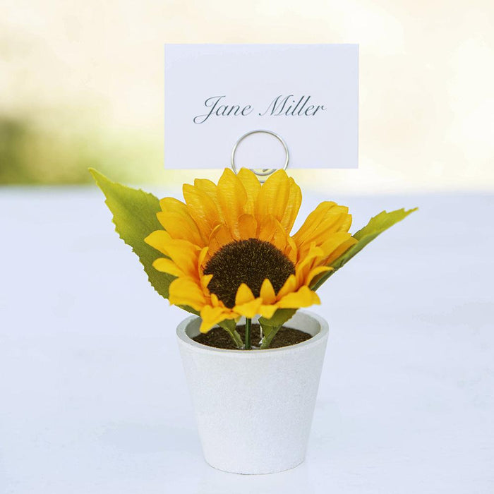 yellow pot plant holder 5.25" Sunflower in Paper Pot With Card Holder | Yellow | Artificial | 6 pieces