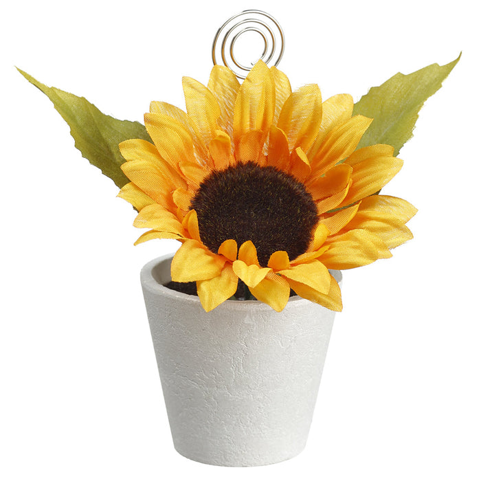 5.25" Sunflower Silk Flower Arrangement w/Paper Pot & Card Holder -Yellow (Pack of 6) - ZGB953-YE