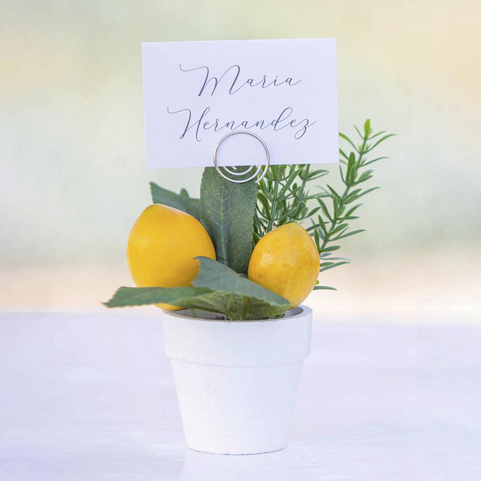 6" Lemon Silk Arrangement w/Paper Pot & Card Holder -Yellow (Pack of 6) - ZGB971-YE