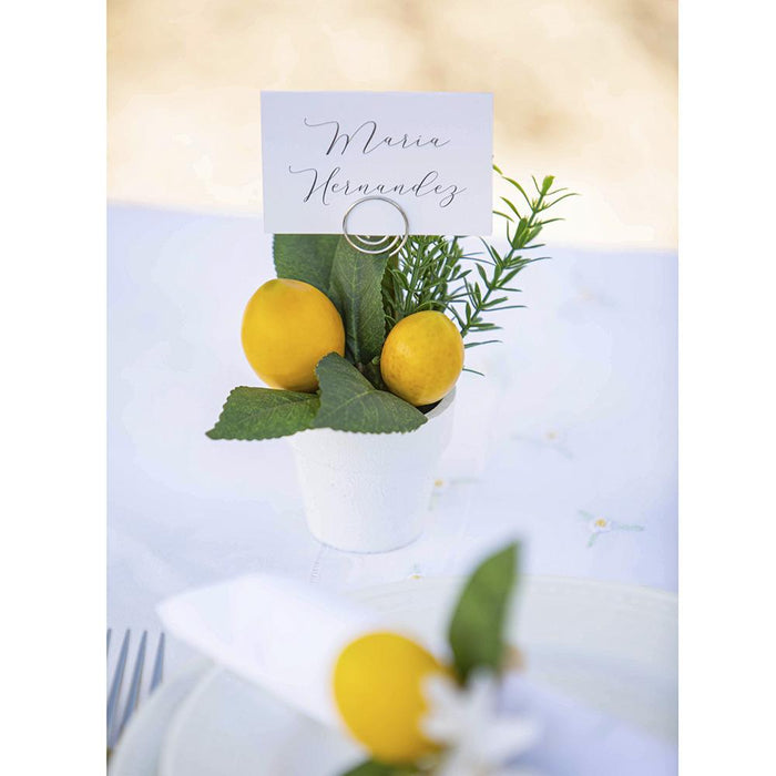 6" Lemon Silk Arrangement w/Paper Pot & Card Holder -Yellow (Pack of 6) - ZGB971-YE