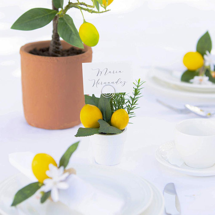 6" Lemon Silk Arrangement w/Paper Pot & Card Holder -Yellow (Pack of 6) - ZGB971-YE