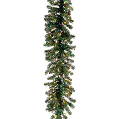 9'Lx14"W Deluxe Windsor Pine Lighted Artificial Garland -Green - ZGW814-GR