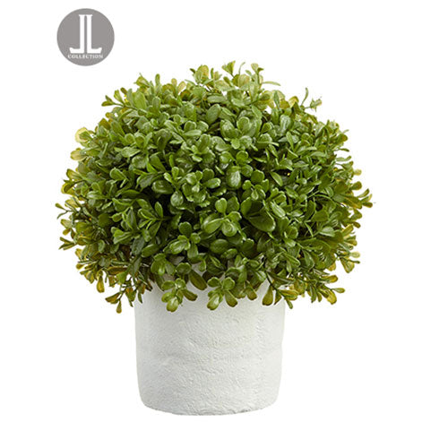 12" Artificial Boxwood Ball-Shaped Topiary w/Clay Pot -Green - ZPB016-GR