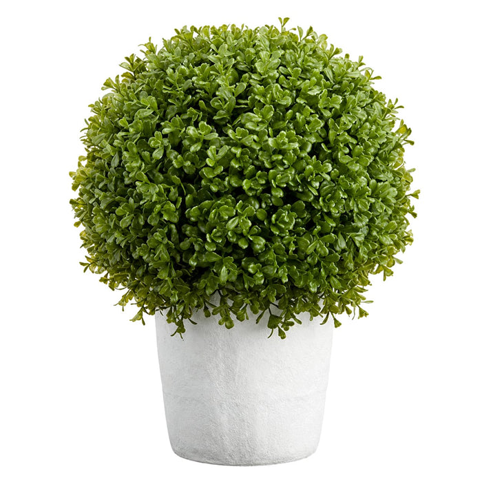 17.5" Artificial Boxwood Ball-Shaped Topiary w/Clay Pot -Green - ZPB017-GR