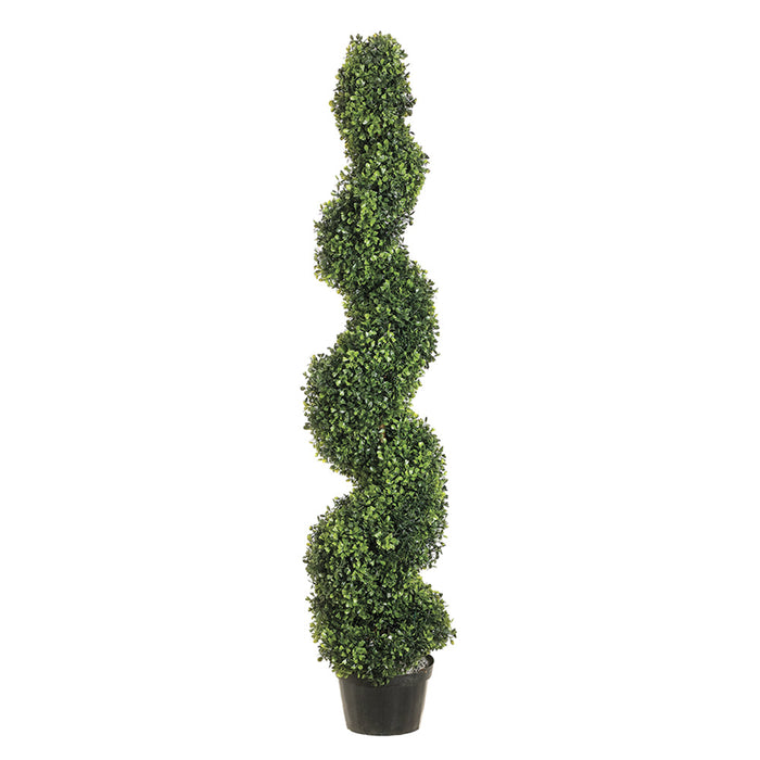 4' Pond Boxwood Spiral Artificial Topiary Tree w/Pot -Green - ZPB814-GR