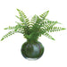 12" Boston Fern Leaf Silk Plant w/Glass Vase -Green - ZQF322-GR