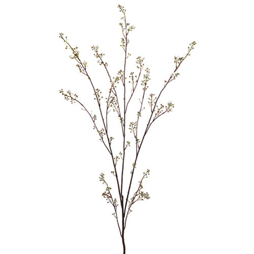 45" Artificial Berry & Flower Blossom Branch Stem -Green/White (Pack of 12) - ZSB579-GR/WH