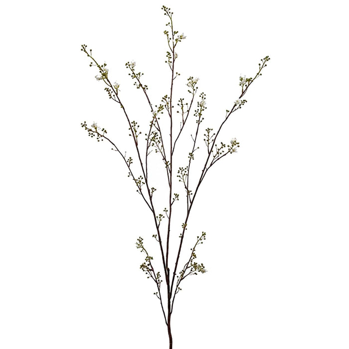 45" Artificial Berry & Flower Blossom Branch Stem -Green/White (Pack of 12) - ZSB579-GR/WH
