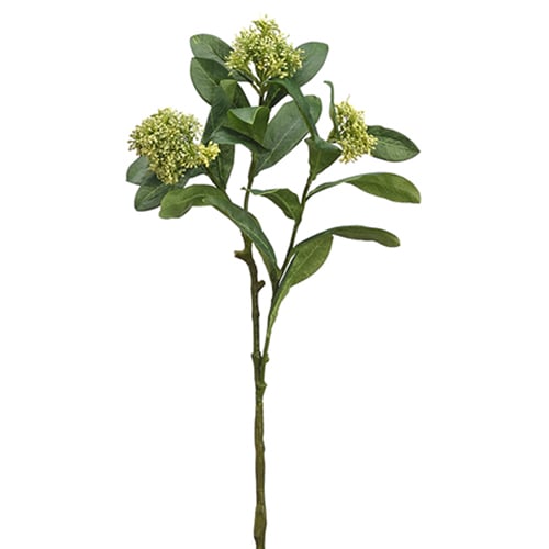 22.5" Artificial Skimmia Flower Stem -Green/Cream (pack of 12) - ZSS323-GR/CR