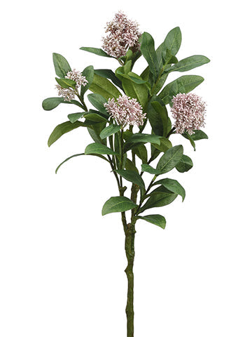 26" Skimmia Silk Flower Stem -Pink (Pack of 12) - ZSS324-PK