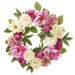 20" Peony Silk Flower Wreath -Beauty/Cream - ZSW003-BT/CR