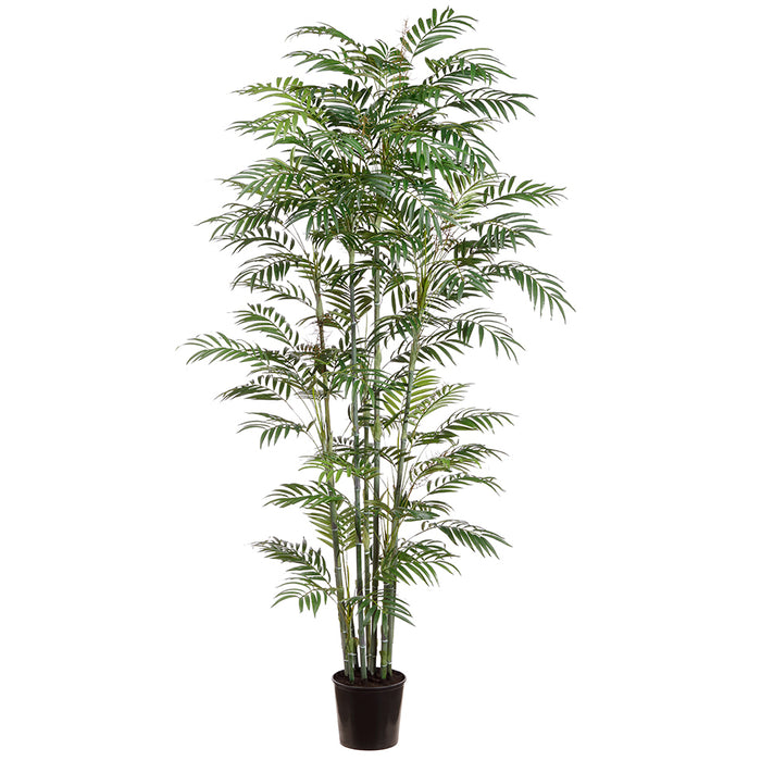 reed palm plant 7' Silk Reed Bamboo Palm Tree w/Pot -Green (Pack of 2)