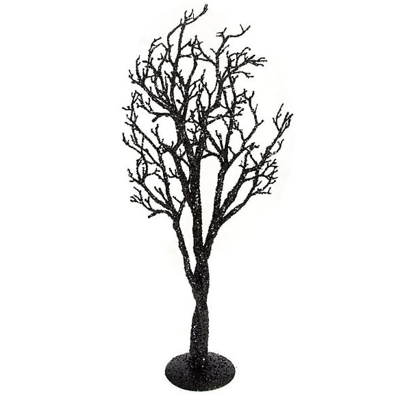 39"Hx16"W Glittered Artificial Tree Statue w/Stand -Black - A100500