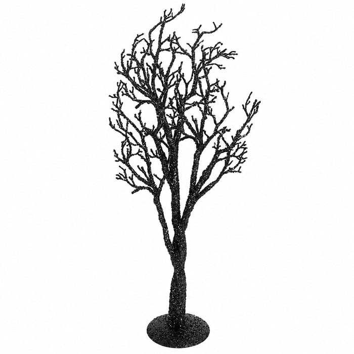 39"Hx16"W Glittered Artificial Tree Statue w/Stand -Black - A100500