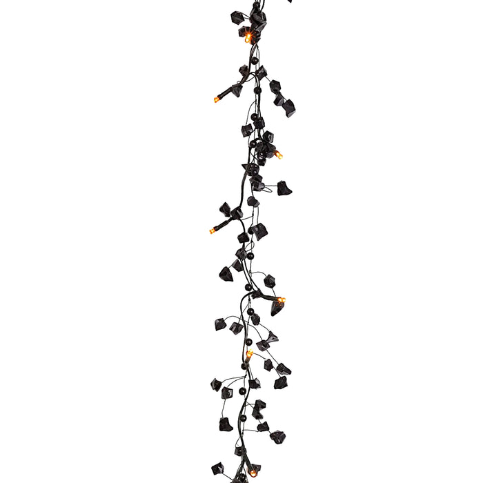 6' Acrylic Bead Garland, Battery LED Pre-Lit (Orange) -Black (Pack of 2) - A113230B
