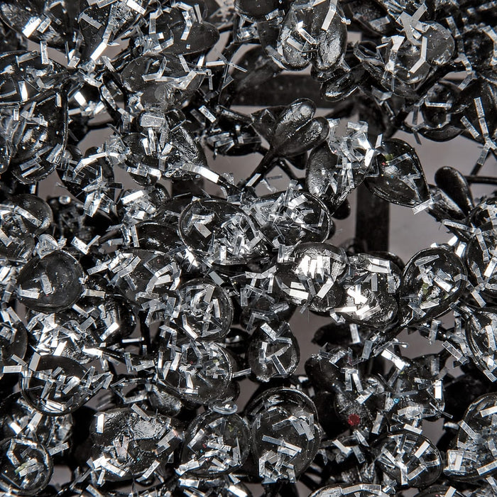 10"x10"x1.5" Tinsel Glittered Boxwood Artificial Mat -Black/Silver (Pack of 6) - A131550