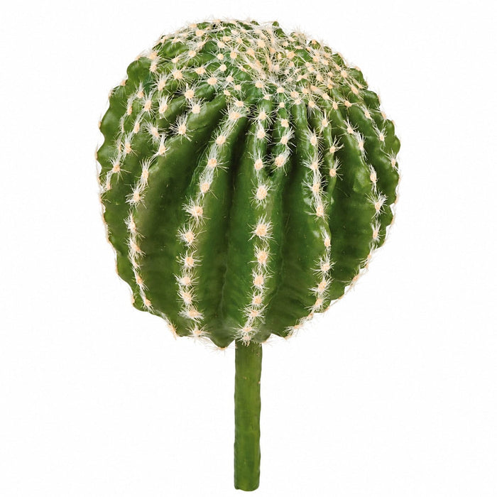 9.5" Plastic Barrel Cactus Artificial Stem w/Pink Flocked Needles -Green (Pack of 6) - A131840