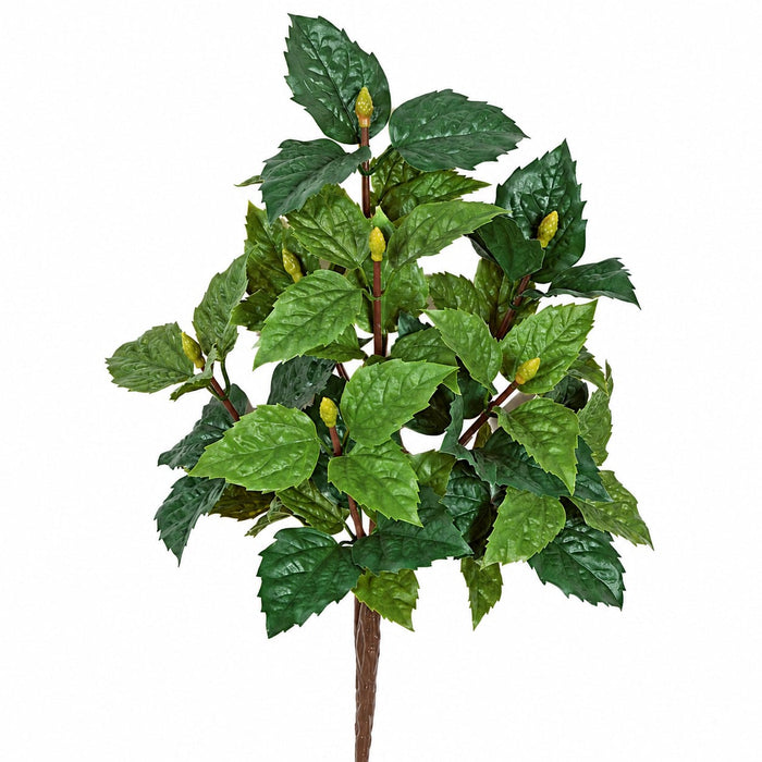 19" Outdoor UV-Proof Artificial Hibiscus Bud Flower Bush -Green (Pack of 6) - A-135500