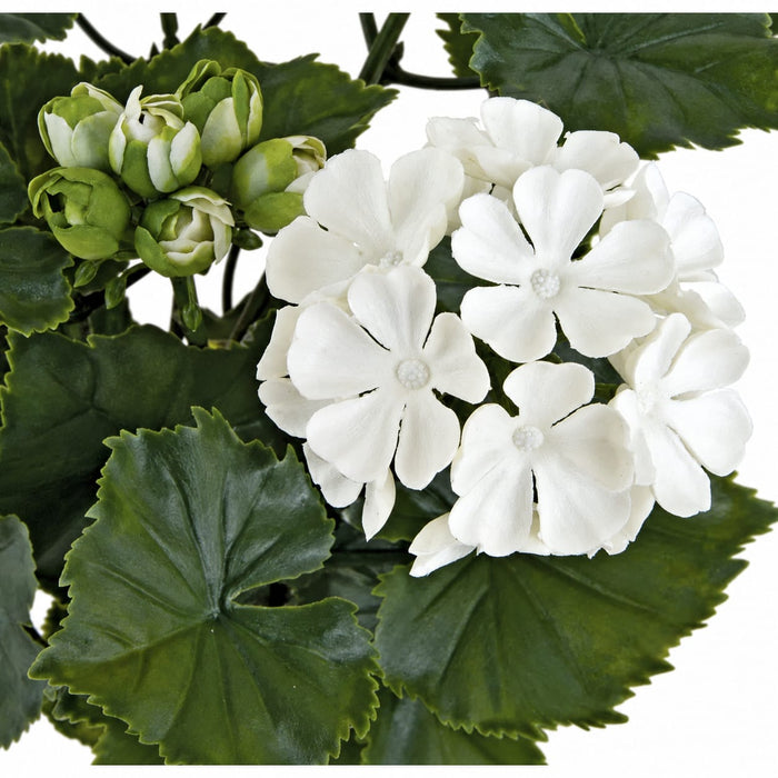 17" Outdoor UV-Proof Artificial Geranium Flower Bush -White (Pack of 6) - A-144108