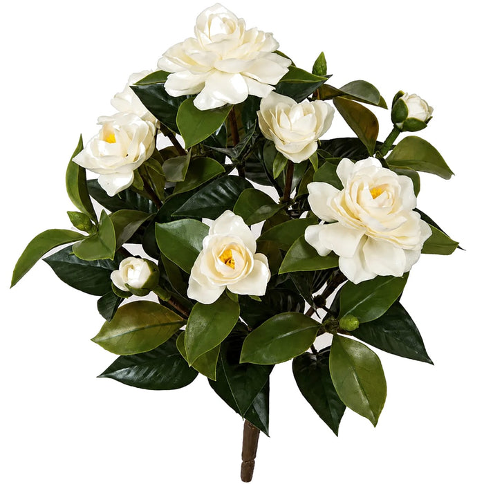 15" Outdoor UV-Proof Artificial Gardenia Flower Bush -White (Pack of 4) - A144125