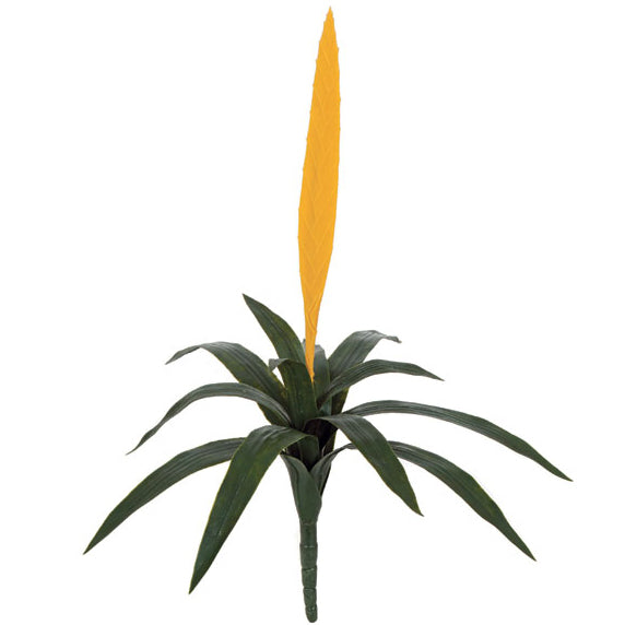 27" UV-Proof Outdoor Artificial Vriesea Splendens Bromeliad Plant Flower Bush -Yellow (pack of 4) - A14413-4YE