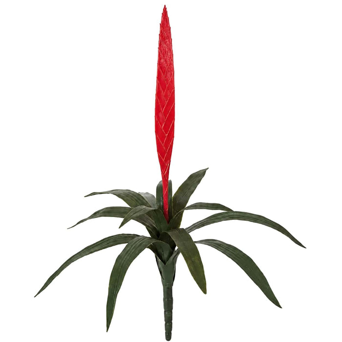 27" Outdoor UV-Proof Artificial Vriesea Splendens Bromeliad Plant Flower Bush -Red (Pack of 4) - A-144136