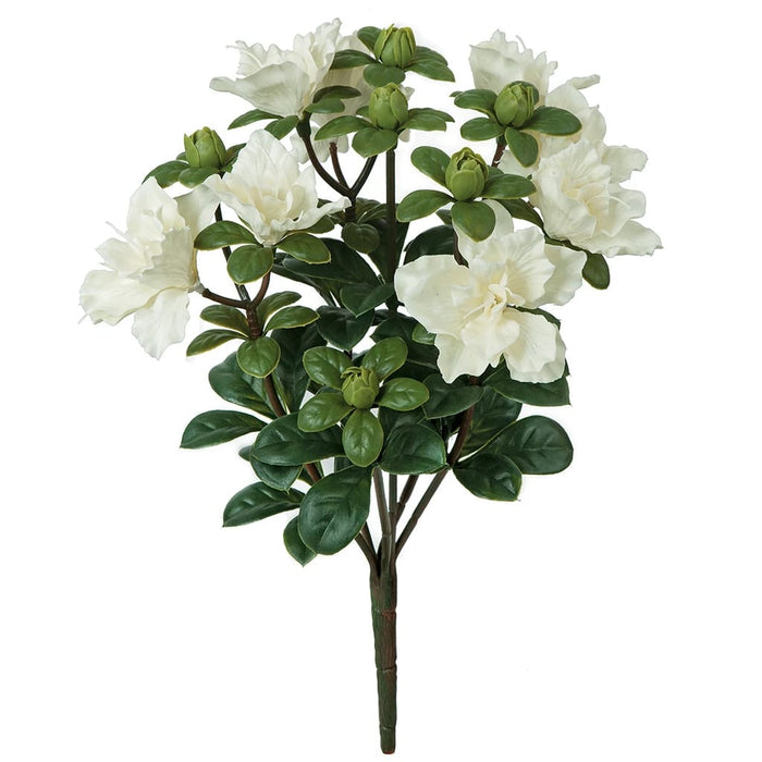 14" Outdoor UV-Proof Artificial Azalea Flower Bush -White (Pack of 6) - A-144155
