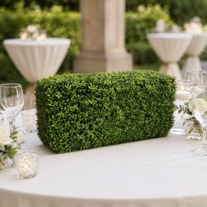 12"Hx23"Wx11"D Outdoor UV-Proof Artificial English Boxwood Topiary Hedge -2 Tone Green - A144330