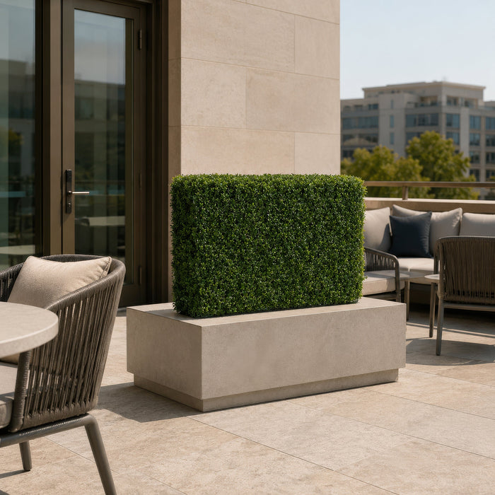 30"Hx35"Wx11"D Outdoor UV-Proof Artificial English Boxwood Topiary Hedge -2 Tone Green - A144335