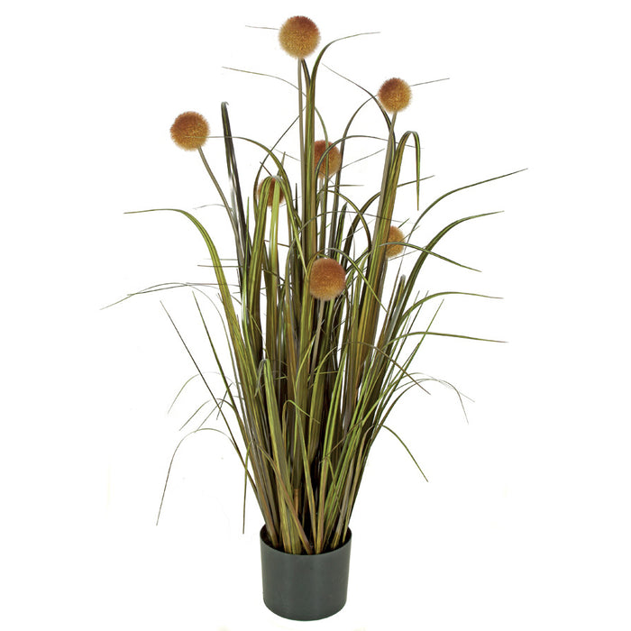 42" IFR PVC Onion Grass & Pomp Balls Artificial Plant w/Pot -Brown/Olive Green (pack of 4) - A150480