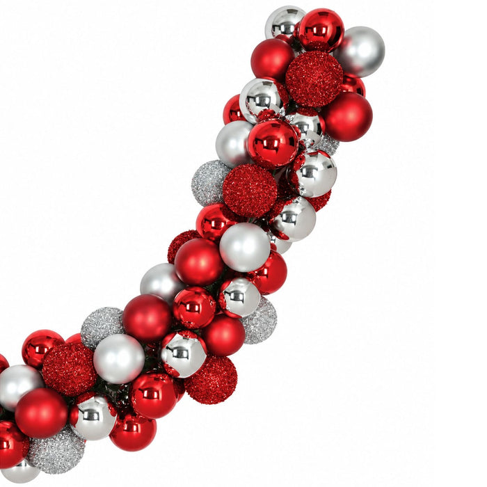 6'Lx8"W Plastic Mixed Ball Artificial Garland -Red/Silver - A151903