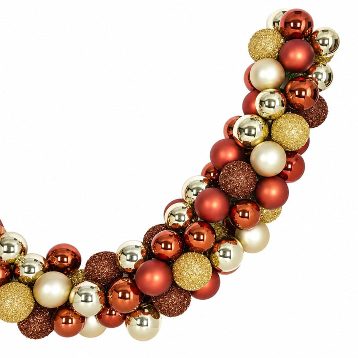 6'Lx8"W Plastic Mixed Ball Artificial Garland -Copper/Gold/Brown - A151906