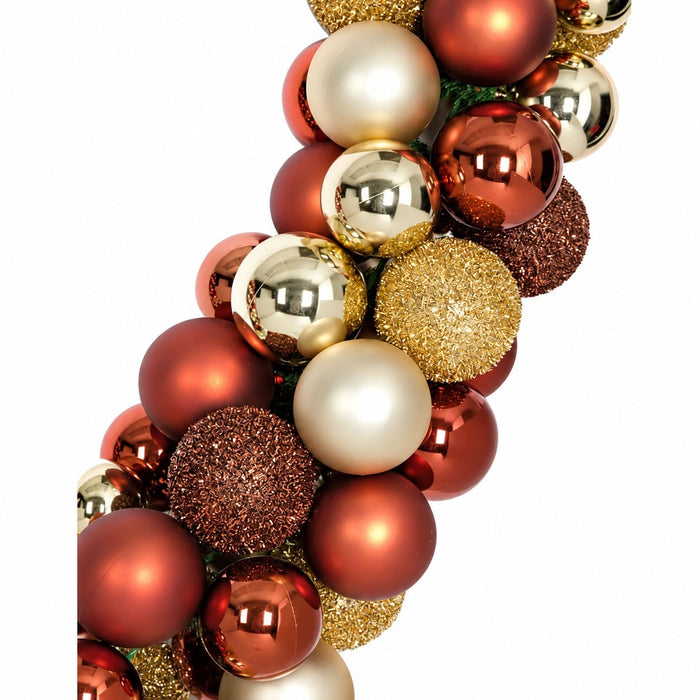 6'Lx8"W Plastic Mixed Ball Artificial Garland -Copper/Gold/Brown - A151906