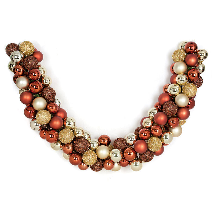 6'Lx8"W Plastic Mixed Ball Artificial Garland -Copper/Gold/Brown - A151906