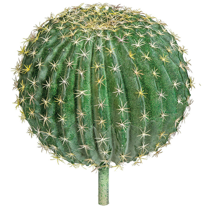 15.5"Hx14"W Plastic Barrel Cactus Artificial Stem -Green (pack of 2) - A161560