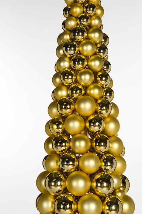 10' Matte & Reflective Ball Cone-Shaped Topiary -Gold - A171826