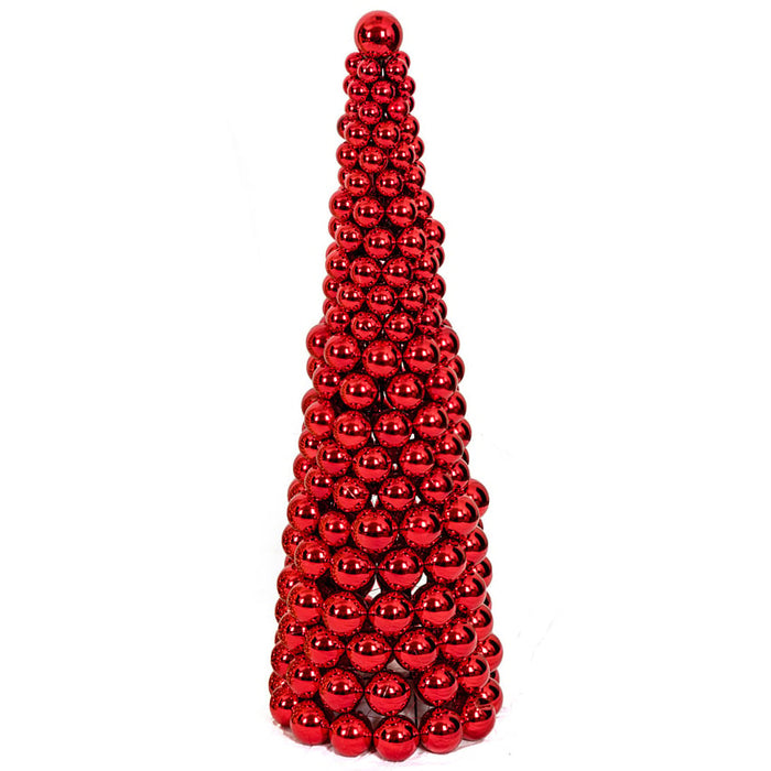 36" Matte & Reflective Ball Cone-Shaped Topiary -Red - A171832