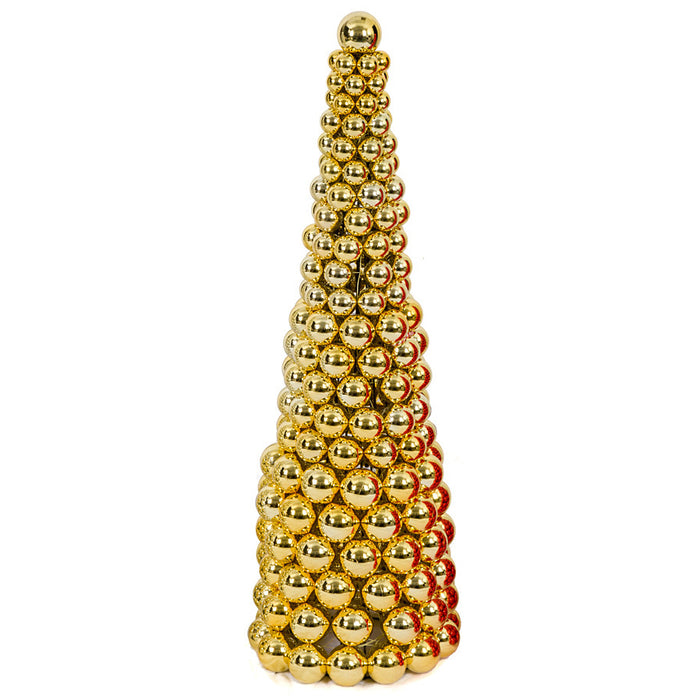 36" Matte & Reflective Ball Cone-Shaped Topiary -Gold - A171834