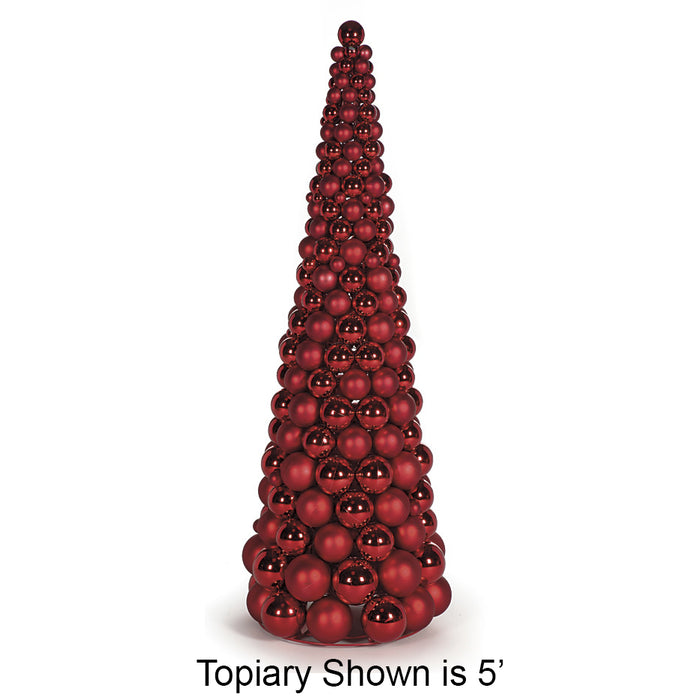 7' Matte & Reflective Ball Cone-Shaped Topiary -Red - A171865