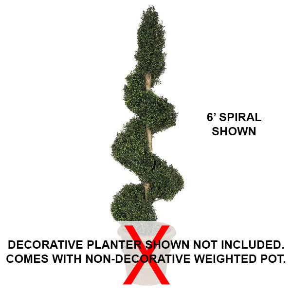 5' CUSTOM MADE UV-Proof Outdoor Artificial Polyscias Spiral Topiary Tree w/Pot -Green - A1915